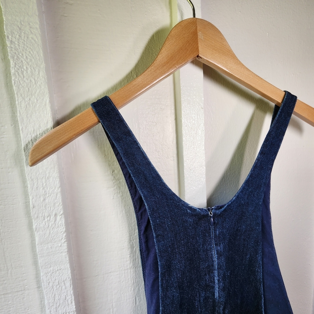 Zara Trafaluc Denim Overall Skirt Dark Blue Mini Size Large - Picture 10 of 13
